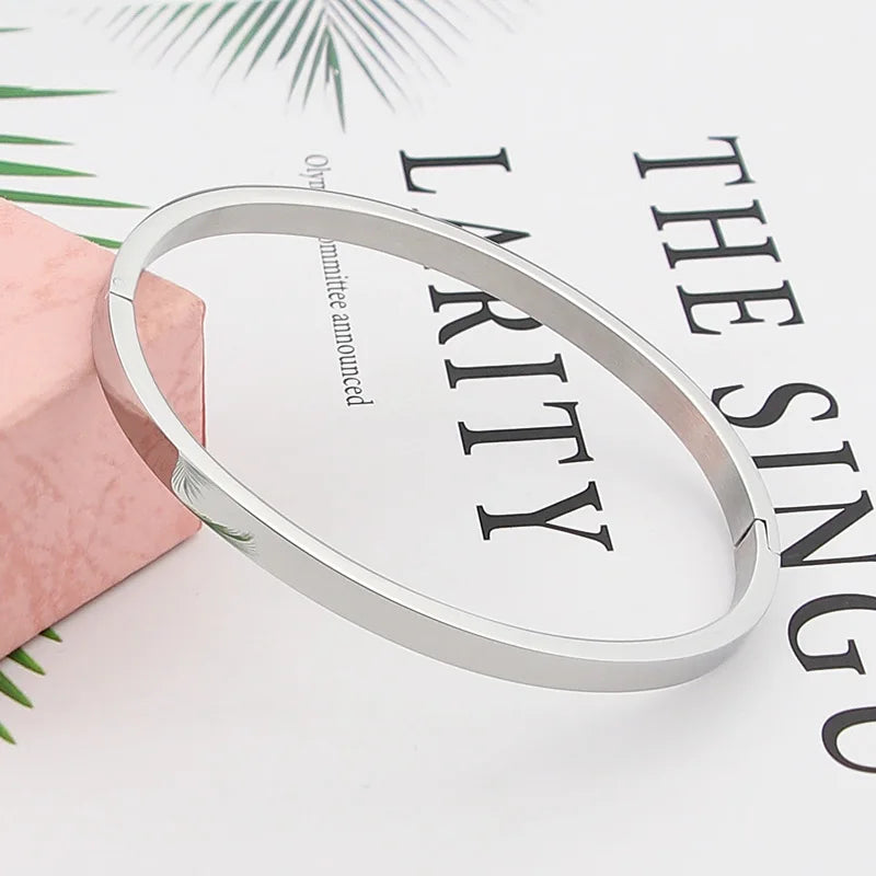 Minimalist Cuff Bangle Bracelet — Stainless Steel
