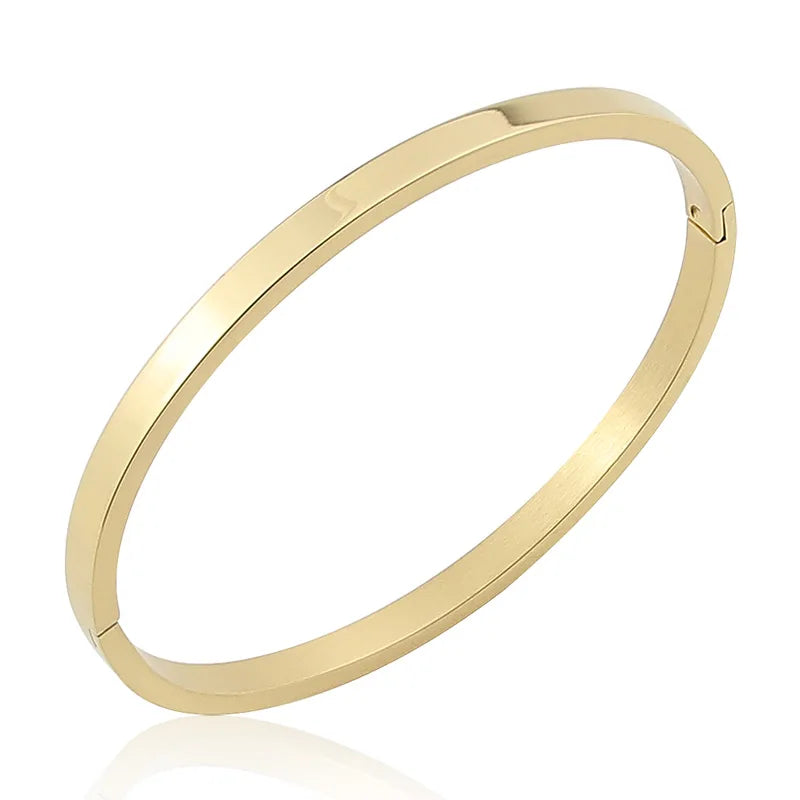 Minimalist Cuff Bangle Bracelet — Stainless Steel
