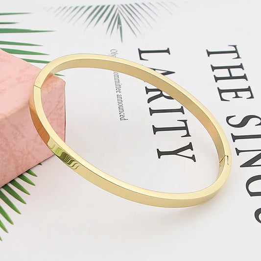 Minimalist Cuff Bangle Bracelet — Stainless Steel