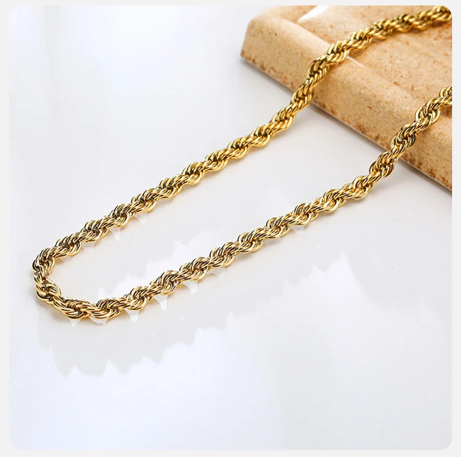 Dainty Gold Rope Chain Necklace — Stainless Steel