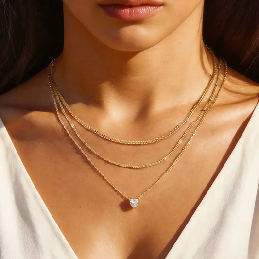 Minimalist Layering Necklace Set — Stainless Steel