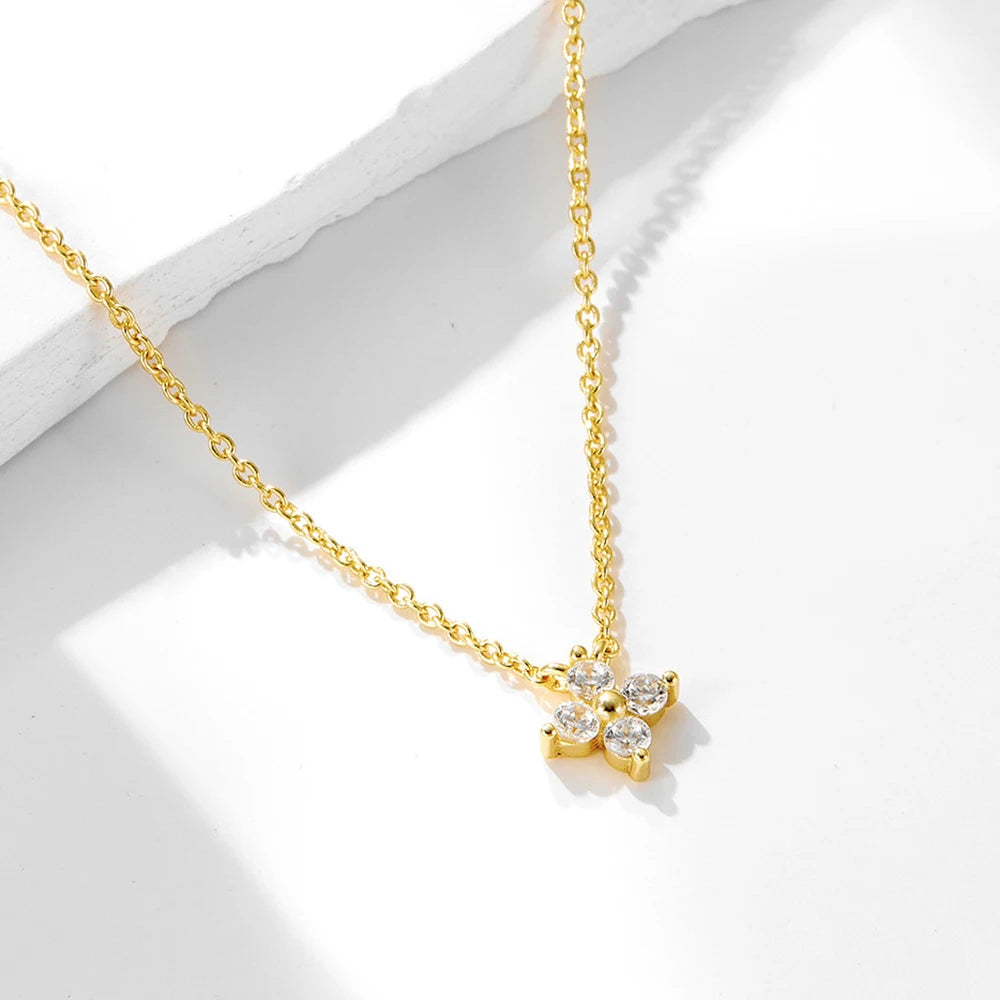 Minimalist Flower Pendant Necklace — Stainless Steel