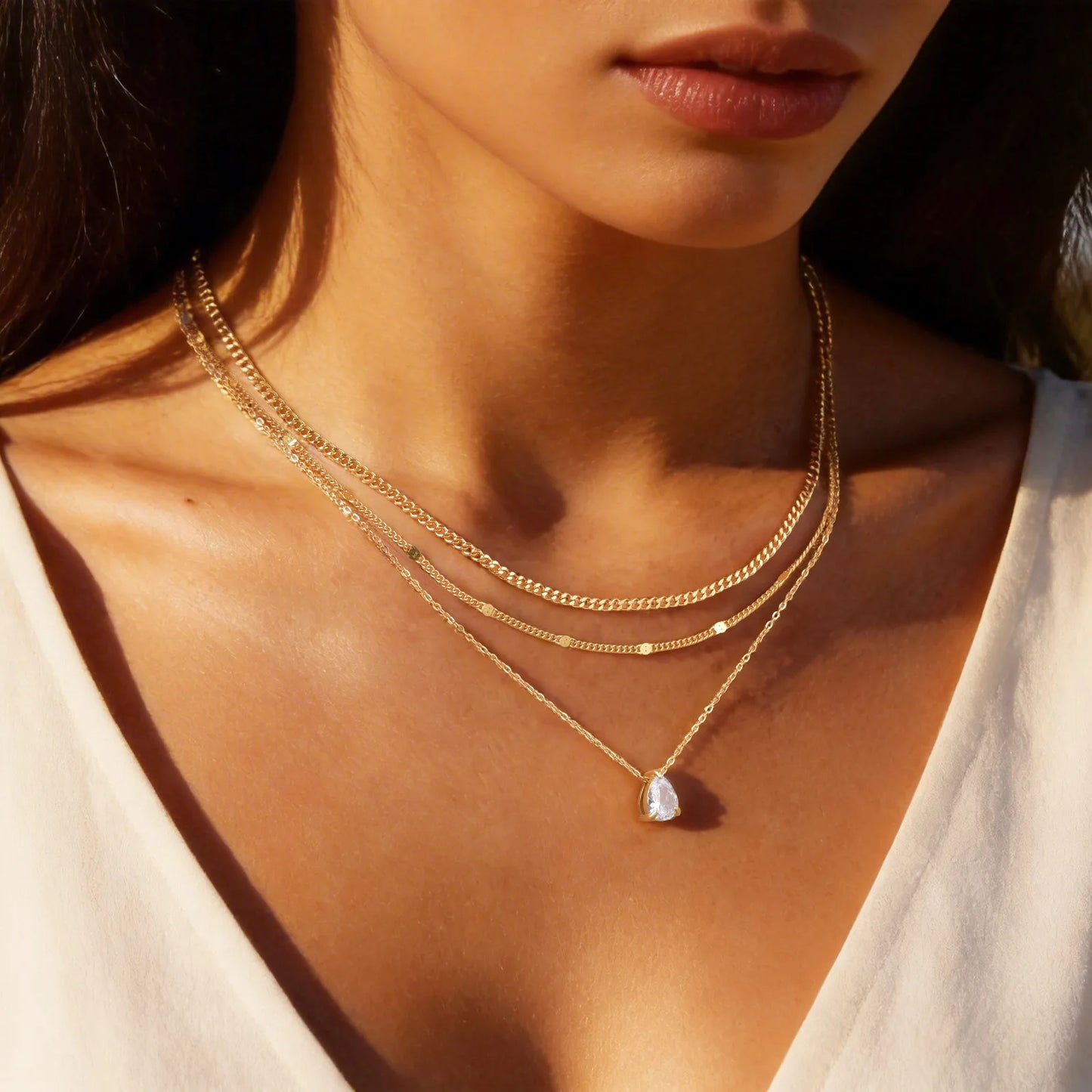 Minimalist Layering Necklace Set — Stainless Steel