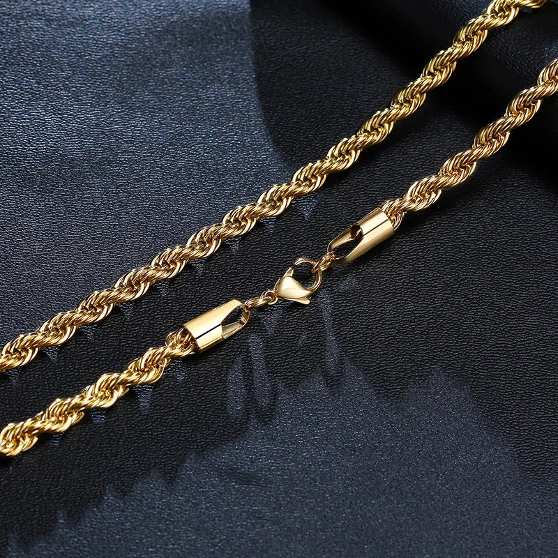 Dainty Gold Rope Chain Necklace — Stainless Steel