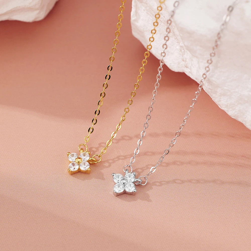 Minimalist Flower Pendant Necklace — Stainless Steel