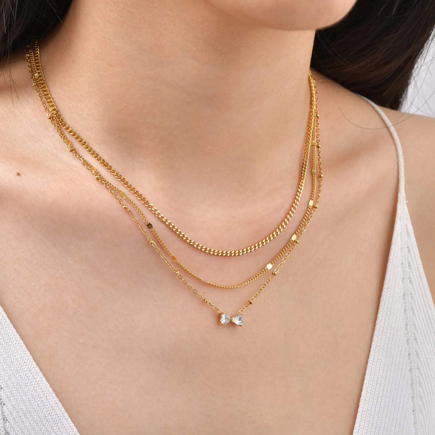 Minimalist Layering Necklace Set — Stainless Steel