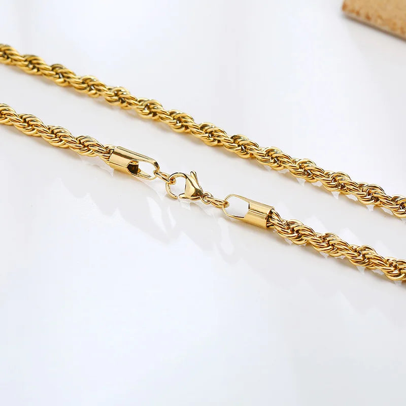 Dainty Gold Rope Chain Necklace — Stainless Steel