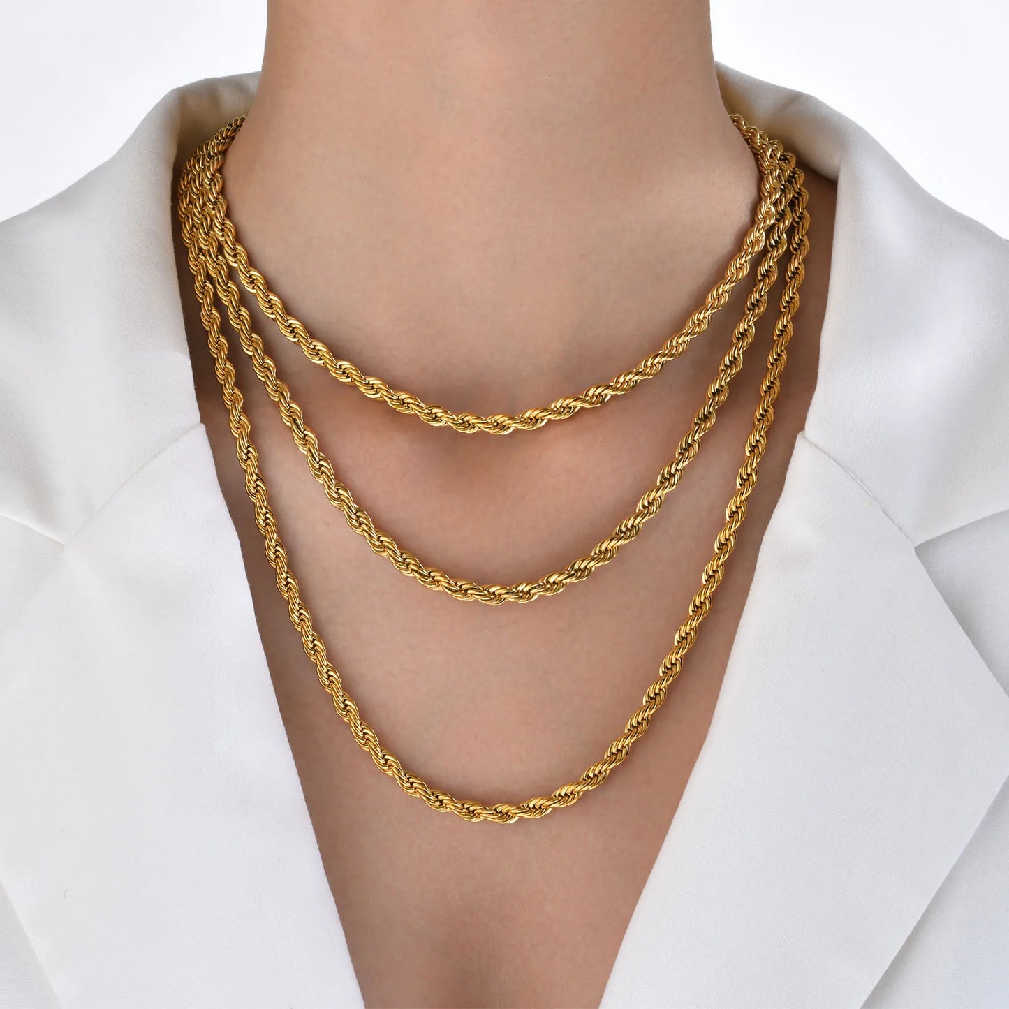 Dainty Gold Rope Chain Necklace — Stainless Steel