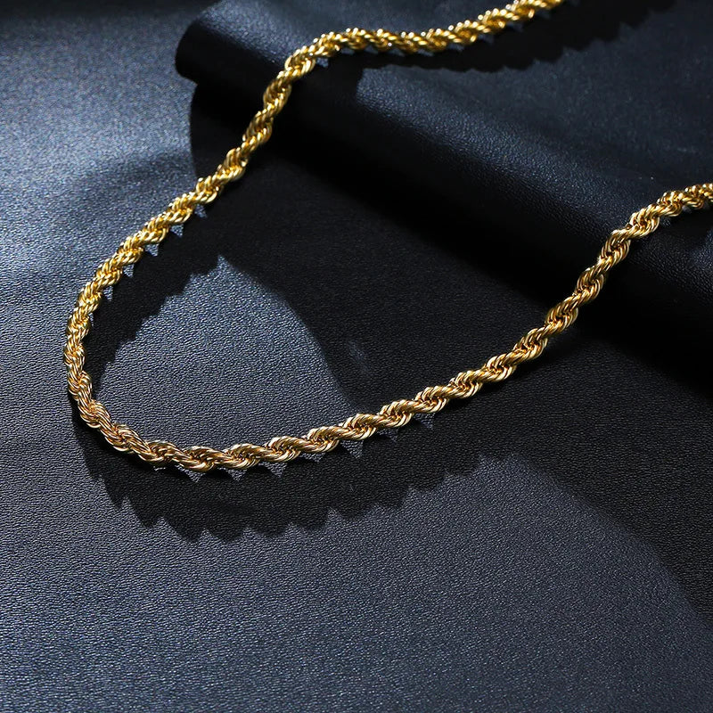 Dainty Gold Rope Chain Necklace — Stainless Steel